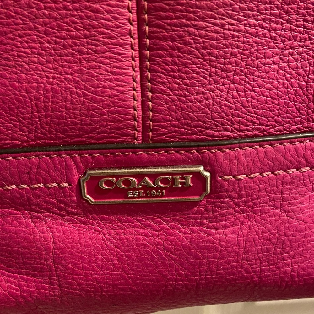 Coach Raspberry Leather Shoulder Bag - Picture 2 of 6